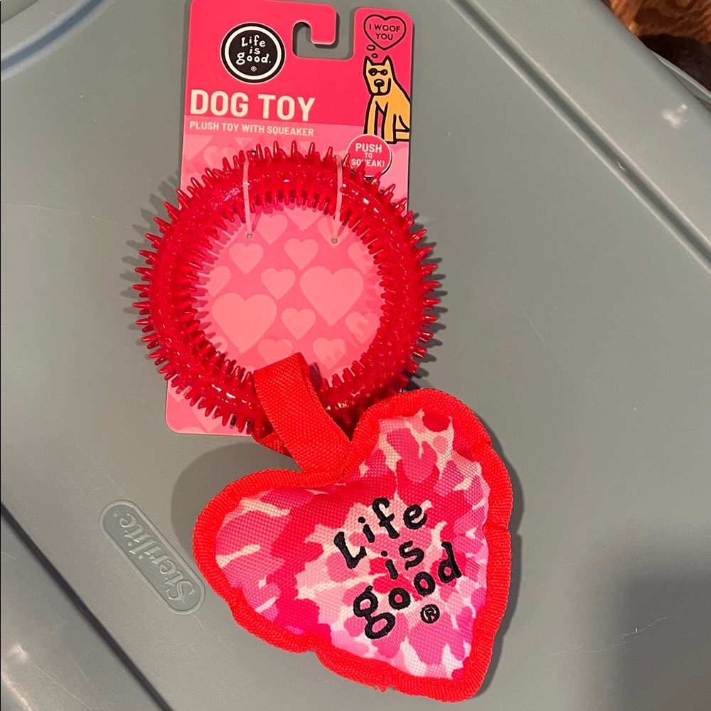 Life Is Good Red Heart Dog Toy